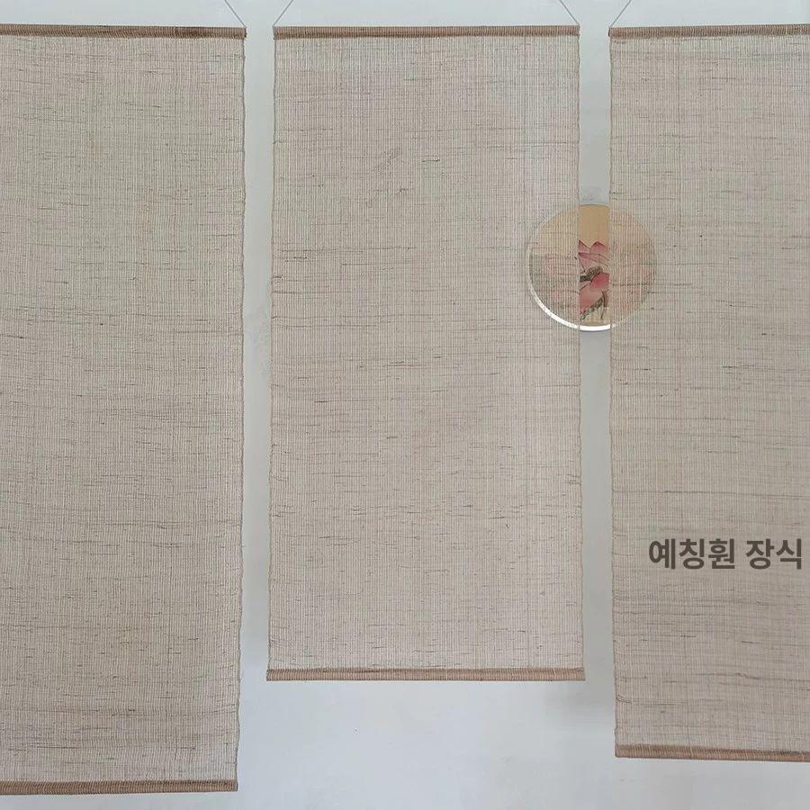 모시가리개 일식집 삼베발 조각보 커튼 패브릭 주방가림막 블라인드 한옥 중문 연그레이 여름 원단 끈 커튼 높이 100CM 35cm 너비