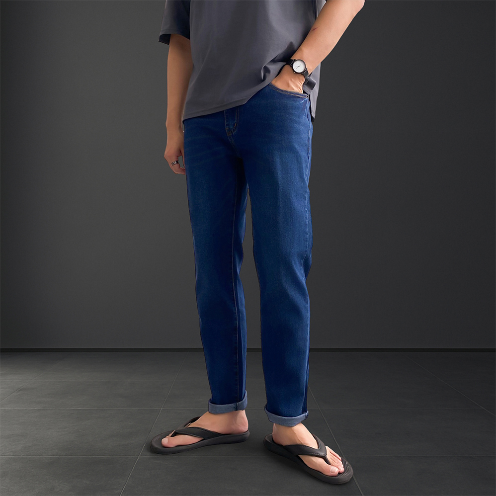 1+1 9부청바지 슬림핏청바지 남자연청바지 - 상세 이미지 4