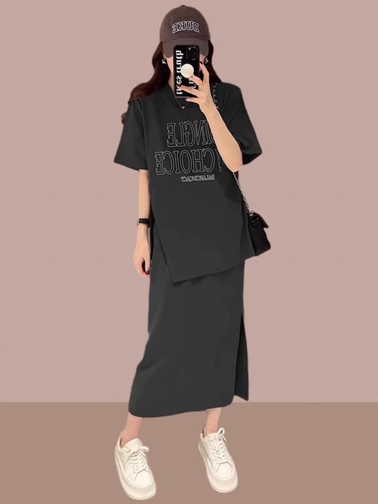 빅사이즈 여름 투피스 여성복 니트셋업 루즈핏 핑크 M 추천 40.0-50.0kg - 상세 이미지 4