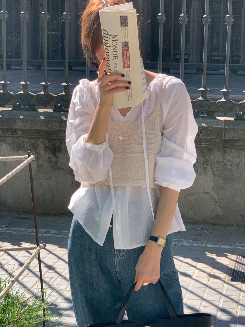스칼럽 니트 조끼 뷔스티에 가을 데일리룩 레이어드 코디 3color - 상세 이미지 2