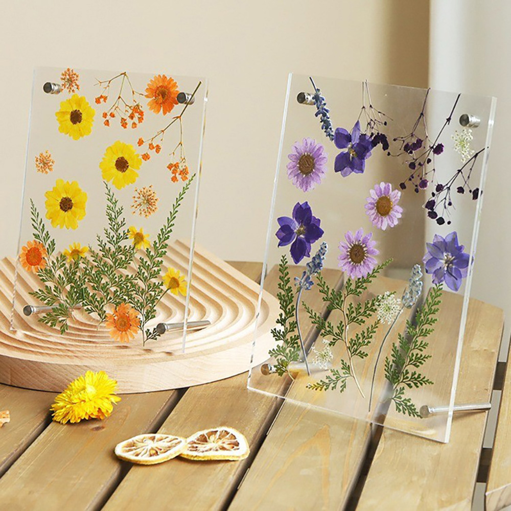 핸드메이드 DIY 드라이 플라워 압화 투명 아크릴 액자 틀 6인치 나만의 사진 꾸미기 - 상품 이미지