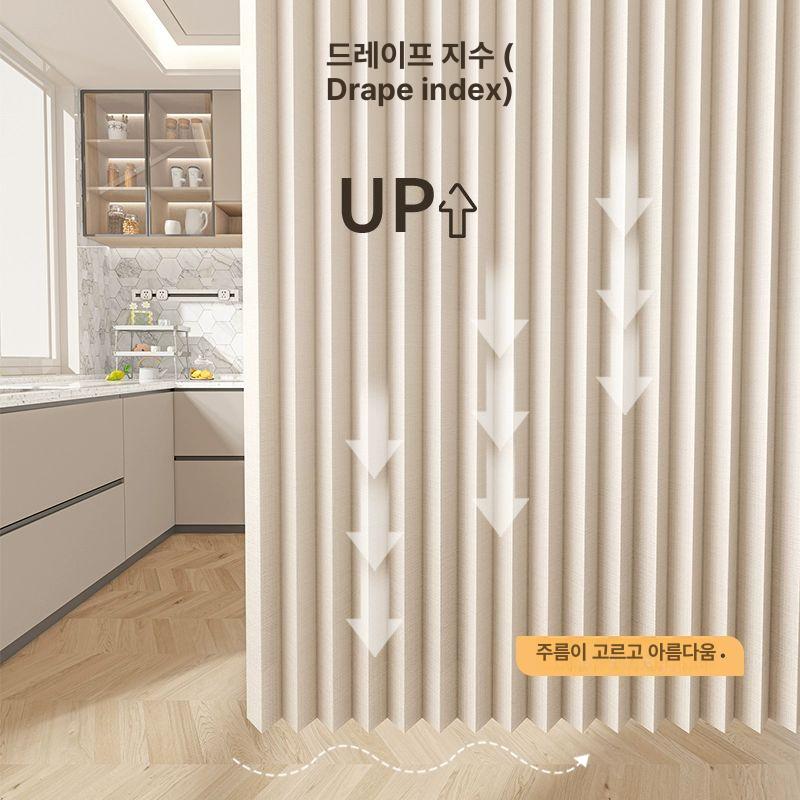 거실 주방 자바라 공간분리커튼 도어 방풍 커튼 무타공 비자성 모델 회색커튼+망원봉+볼후크 문 너비 적합 180x높이 200cm - 상세 이미지 4