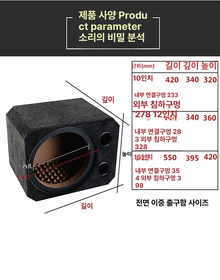 우퍼 상자 나사 초박형 서브 보내기 밀폐 15인치 통기함 모피 또는 가죽 요청 단일 스피커 범용 - 상세 이미지 5
