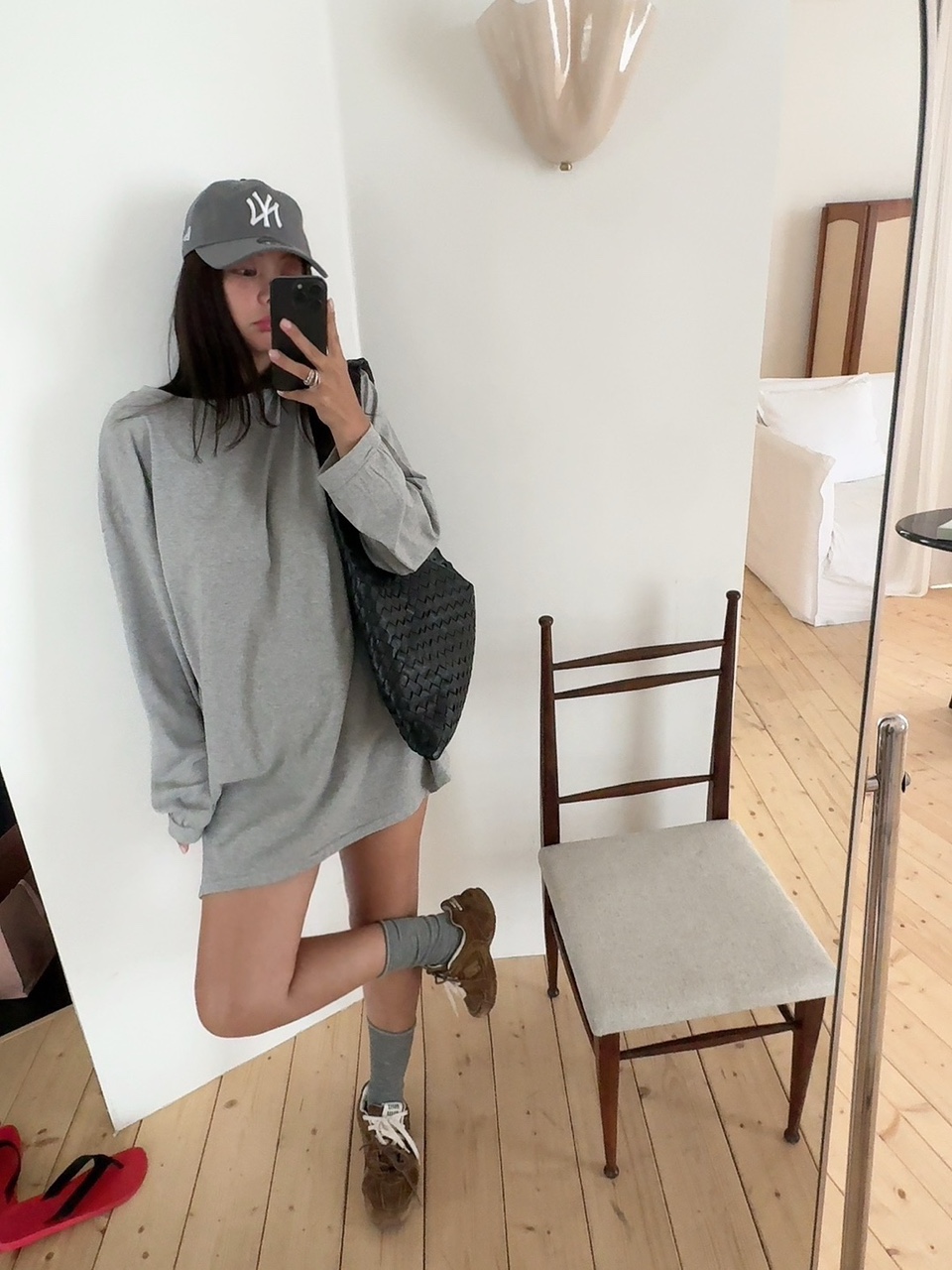 드벤티 하프 트임 티 루즈핏 면 데일리 긴팔 - 상세 이미지 2