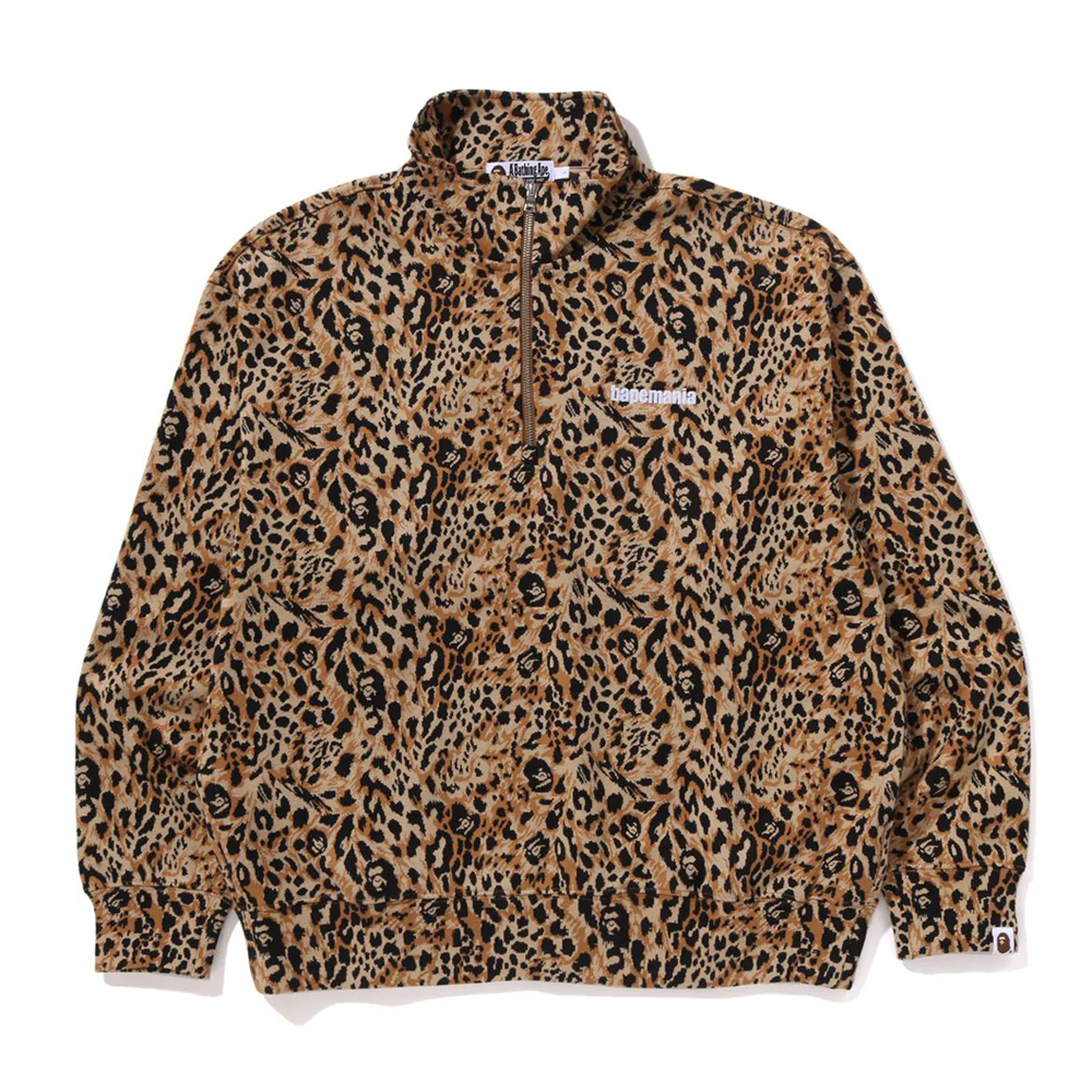베이프 맨투맨 WILD LEOPARD PATTERN RELAXED FIT HALF ZIP SWEATSHIRT 1L80-113-304 - 메인 이미지