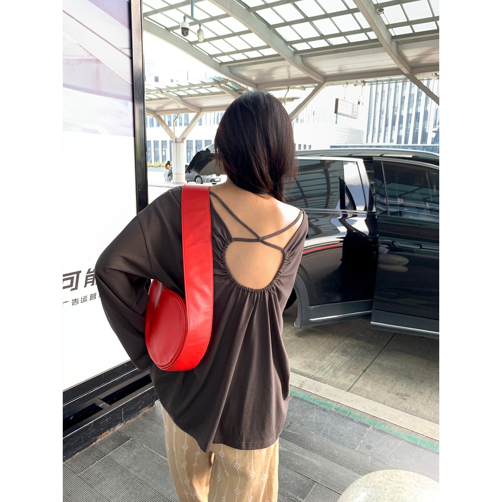 보트넥 고양이프린팅 긴팔티 뒷파임끈 꽃모양 루즈핏 면65폴리35 고급소재 다크그레이 - 상세 이미지 2