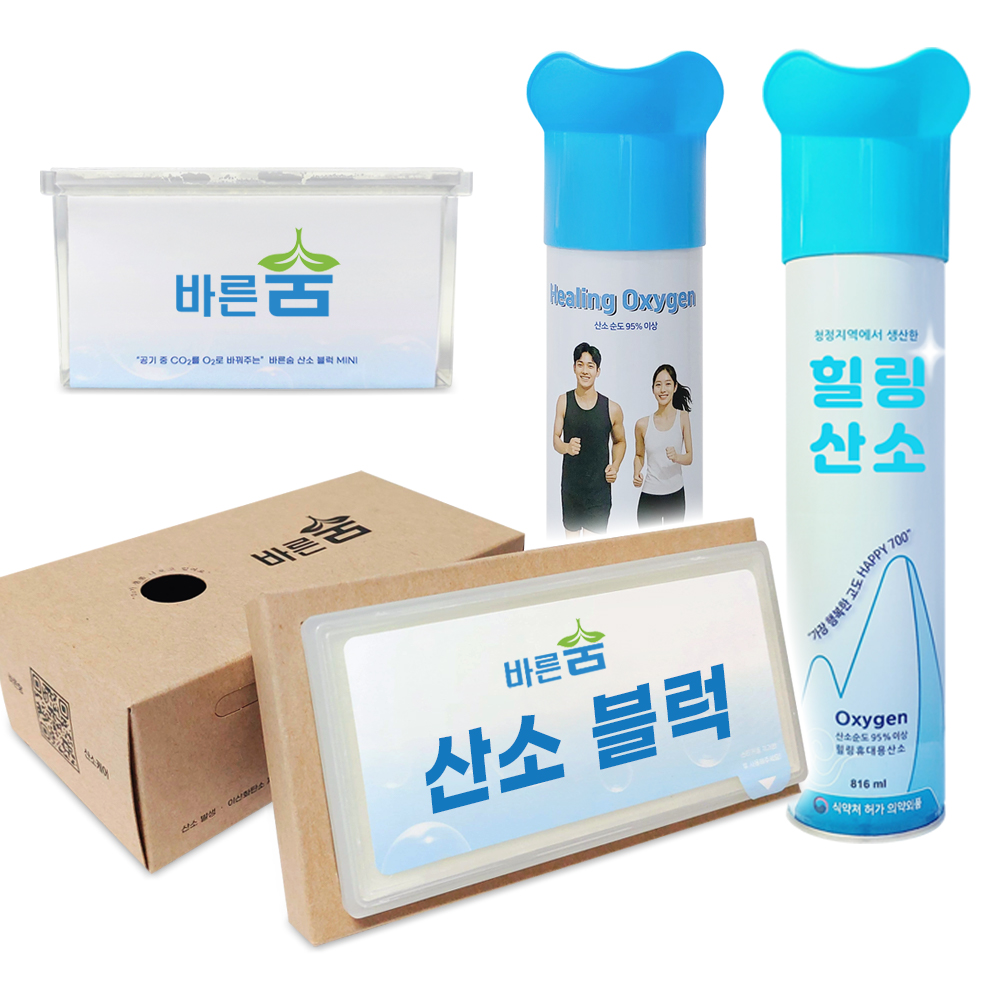 바른숨 산소 키트, 휴대용 가정용 산소캔 산소발생기 공기 호흡기 케어 유해가스 제거까지 - 상품 이미지