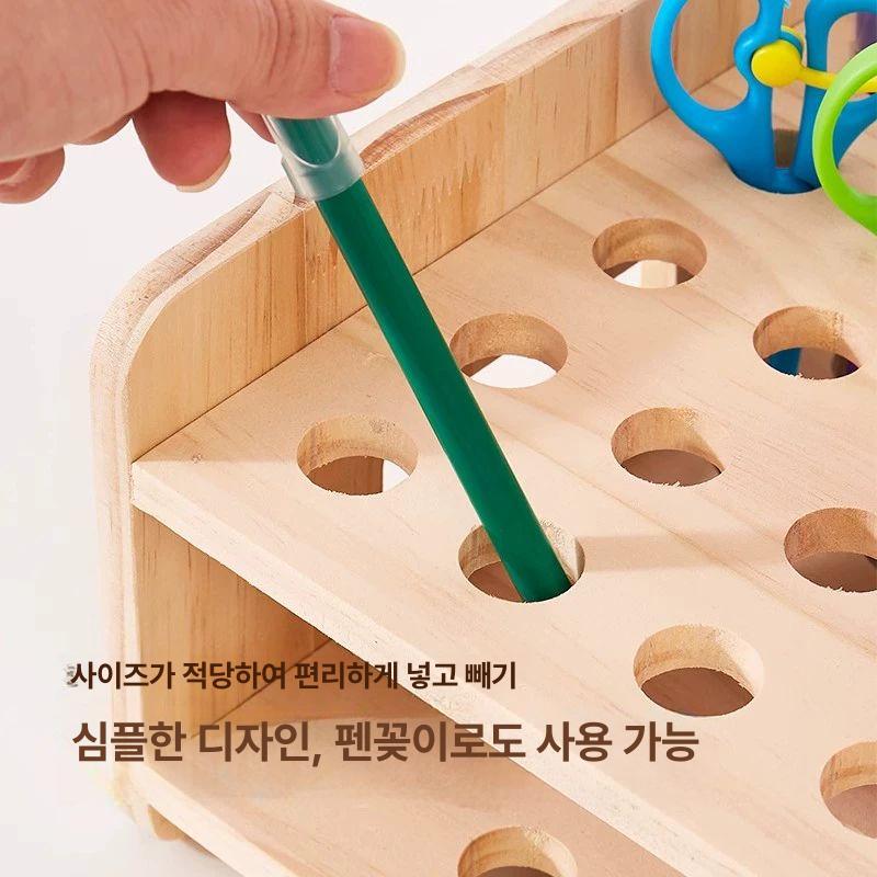 가위꽂이 보관함 유치원 수납함 수납대 식칼 연필 목재 가위 견고한 나무 프레임 - 상세 이미지 4