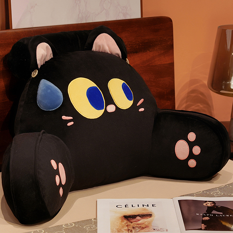 등받이쿠션 사무실 의자 허리 쿠션 캐릭터 거실 허리받침대 그레이캣 M(65x40) - 상세 이미지 4