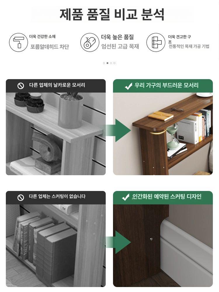 쇼파뒤 책장 소형 쇼파 수납장 테이블 틈새테이블 선반 다크 월넛 80cm 20cm 85cm - 상세 이미지 4