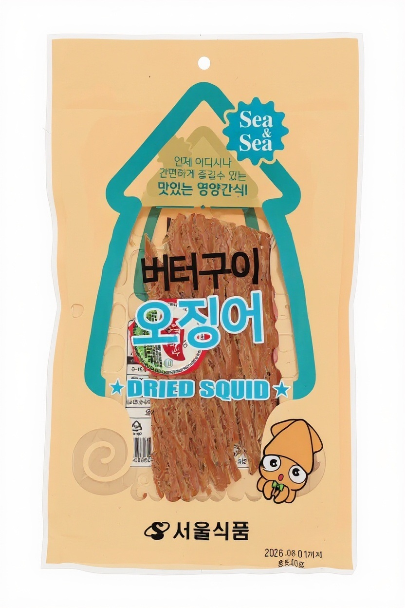 서울식품 버터구이오징어 40g 1개 롱다리 숏다리 오다리 가정용 업소용 식당식자재 도매가 - 메인 이미지