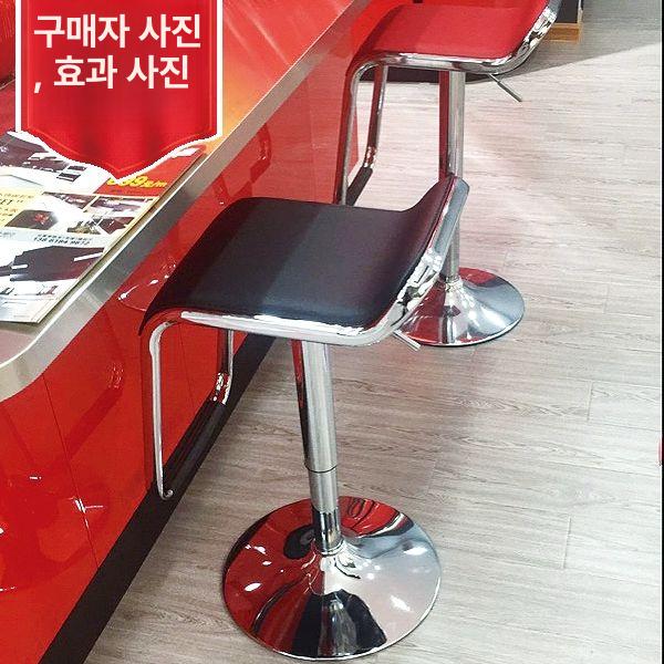 심플 높이조절 의자 바 키높이 퀴달린 인조가죽 테이블 기둥 블랙-표준 바닥 - 상세 이미지 2