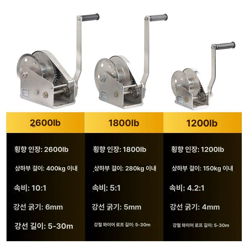 와이어윈치 해양 스텐 리프팅 트레일러 호이스트 요트 윈치 도르레 와이어 스테인리스스틸-1200lb - 상세 이미지 3