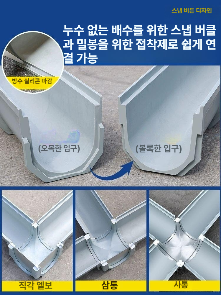 솔비에 벤치플륨관 수로관 배수로 U자형 덮개 하수관 도랑 빗물받이 액세서리 배수 커넥터 - 상세 이미지 3