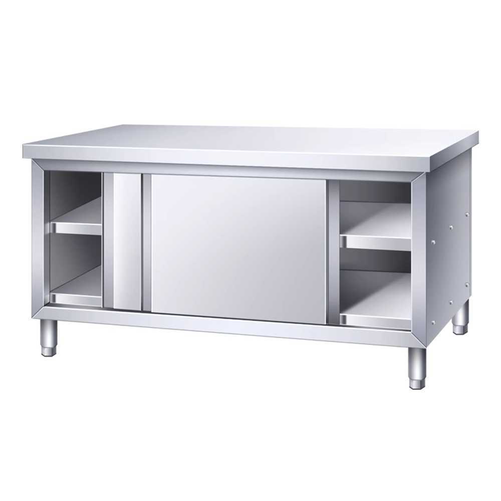 스텐 주방 작업대 식당 슬라이딩 도어 보관 캐비닛 120x60x80 - 상세 이미지 2