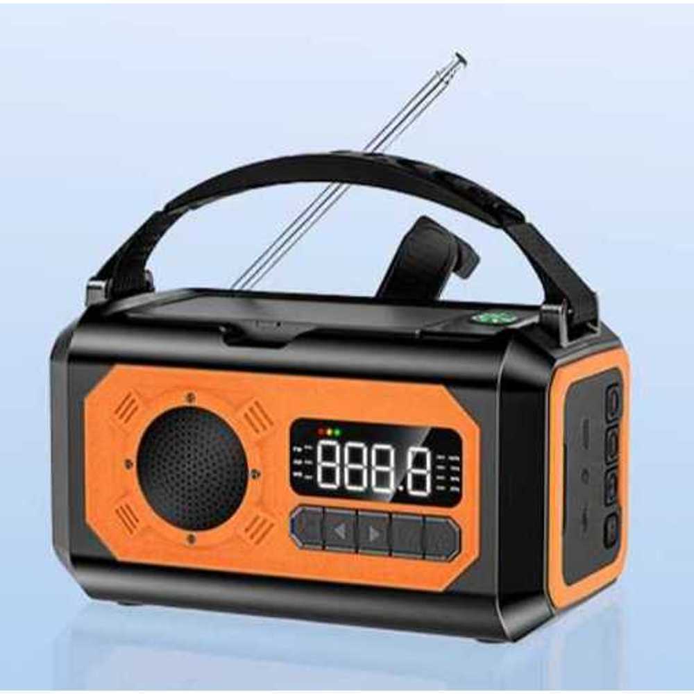 자가발전 라디오 키트 크랭크 손전등 태양광 충전식 주황색 12000mAh 태양광 - 상품 이미지