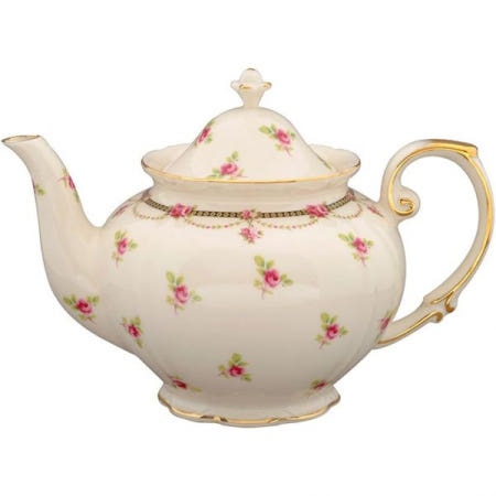 [해외]해안선의 그레이시 차이나 수입 FD480-1 도자기 3컵 티 포트, 핑크 쁘띠 플뢰르