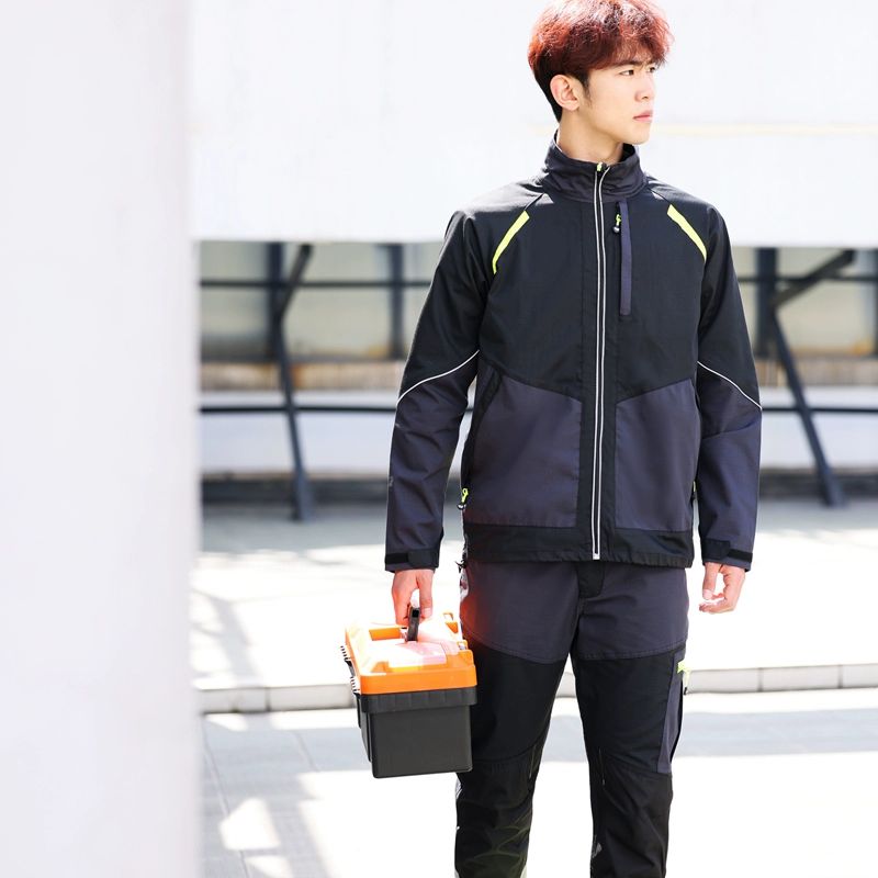 안전 작업복 상의 티뷰크 정비복 작업용조끼 방한복 블루 바지+무릎 보호대+허리띠 4XL 195CM - 상세 이미지 3