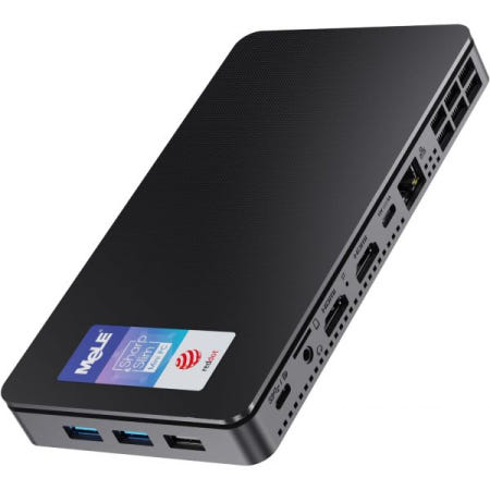 MeLE [해외]멜레 레드닷 우승 미니 PC 오버클럭4C N100(최대 3.4)GHz) Alder-Lake 12세대 32GB RAM, 512GB 스토리지, 데스크톱 컴퓨터, 트리 8GB/2