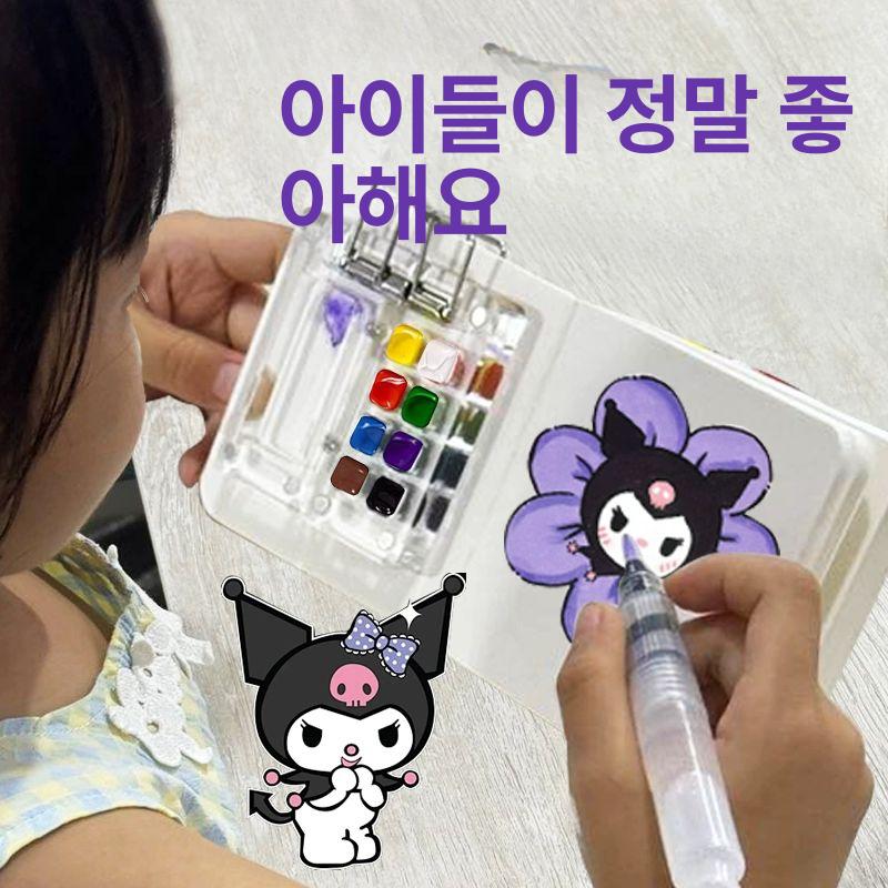 초미니 팔레트 수채화 물감 풍경화 미술 스몰북 여행용 아이들이 좋아하는 아크릴 12색 5종 - 상세 이미지 5