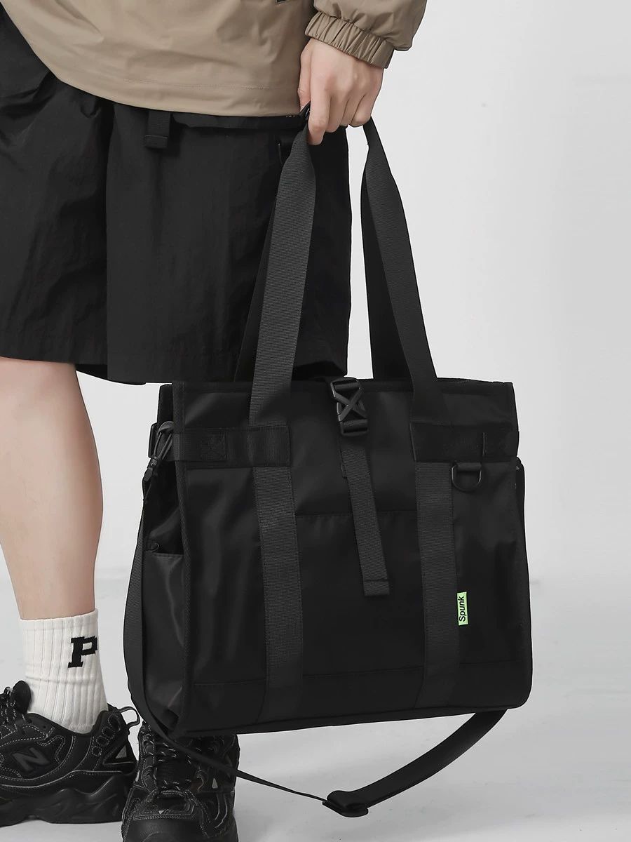메신저 백 대용량 방수 가방 캐주얼 숄더 핸드백 컴퓨터 남성 일본풍 블랙 - 상세 이미지 2
