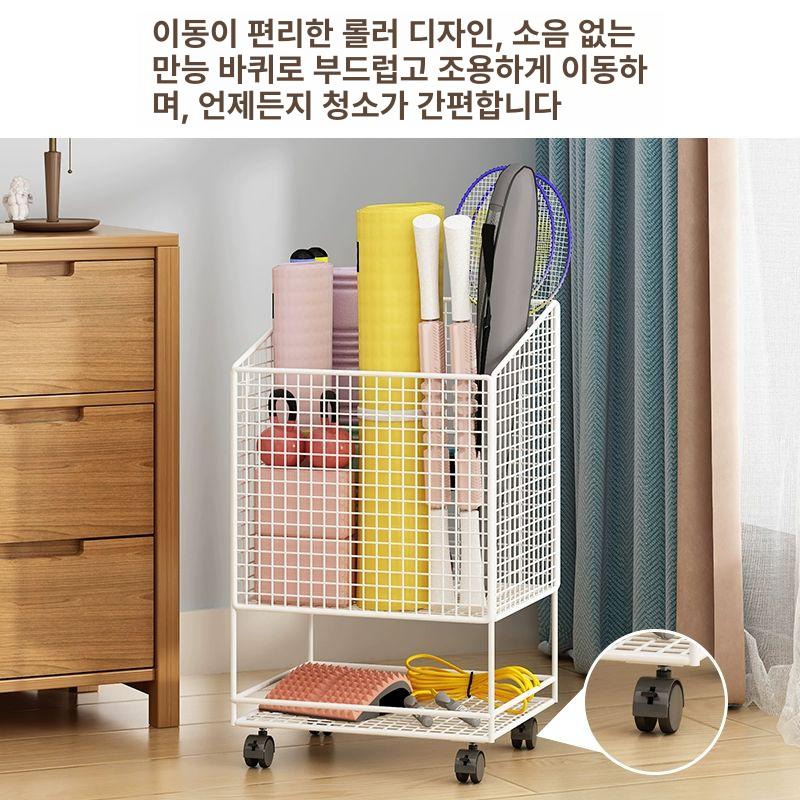 운동기구정리 그립거치대 체육관 장비 수납 정리 홈트 화이트-바퀴 달린 싱글랙-A형 - 상세 이미지 2