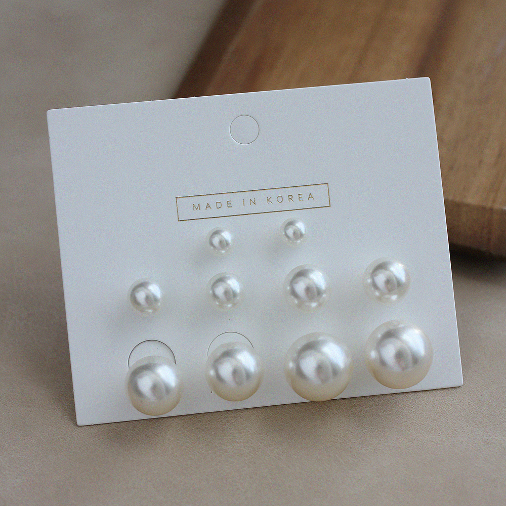 진주귀걸이 5종 세트 6mm 8mm 10mm 12mm 14mm - 상품 이미지