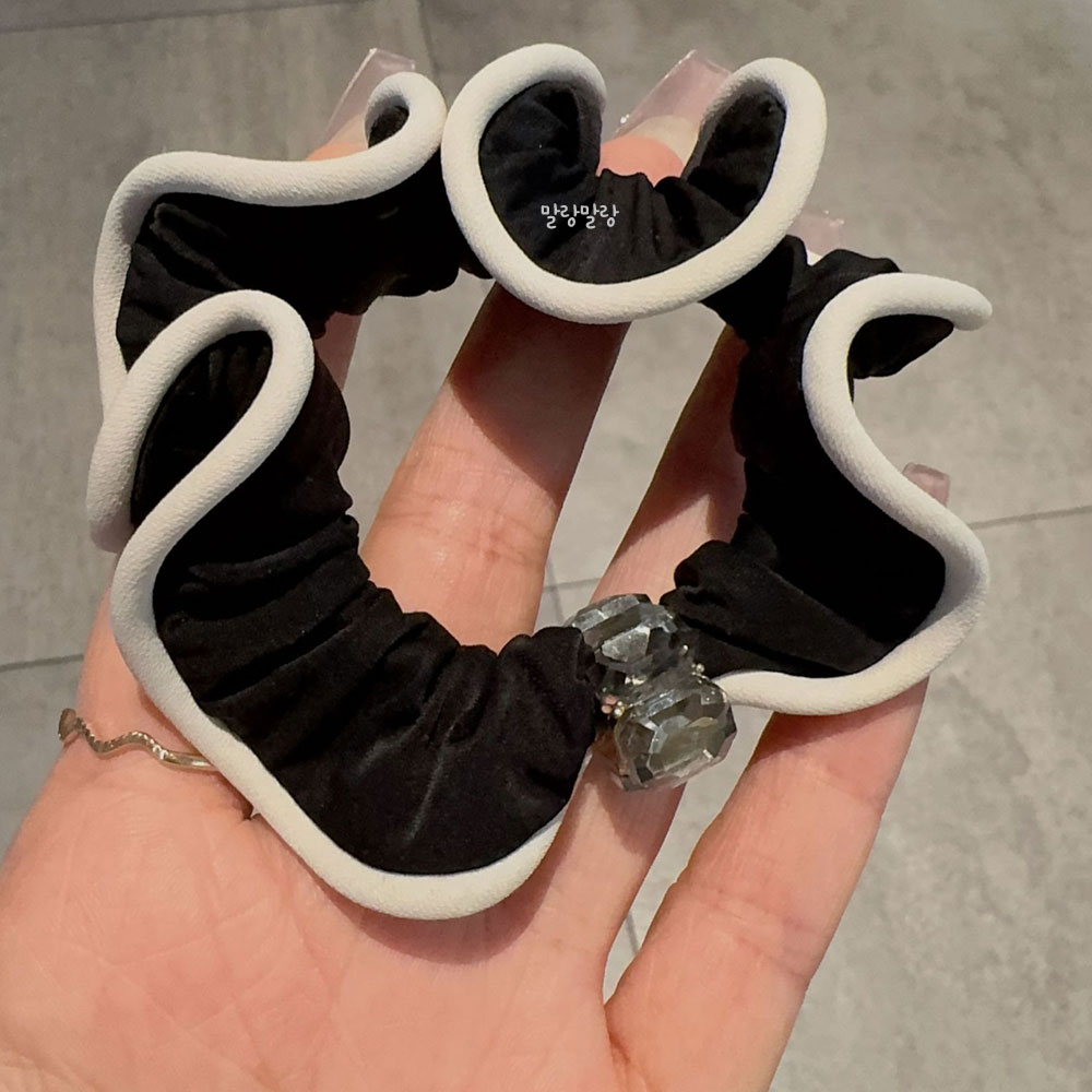 배색 큐빅 곱창머리끈 유니크 헤어끈 예쁜 스크런치 머리고무줄 이미지 7