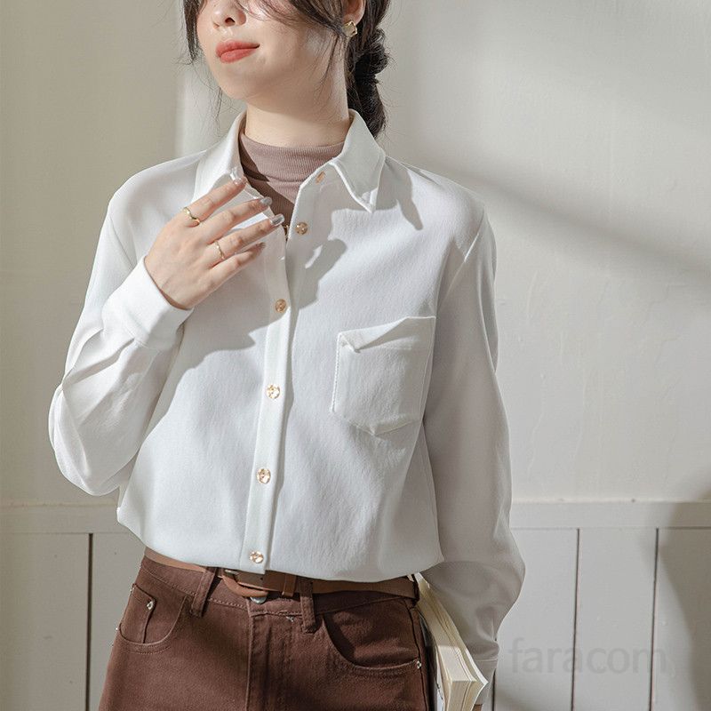 여성 커피색 코듀로이 긴팔 셔츠 가을 데일리 레이어드용 두꺼운 브러시드 셔츠 캐주얼 스타일 편안한 착용감 출퇴근용 모던한 디자인 - 상세 이미지 4