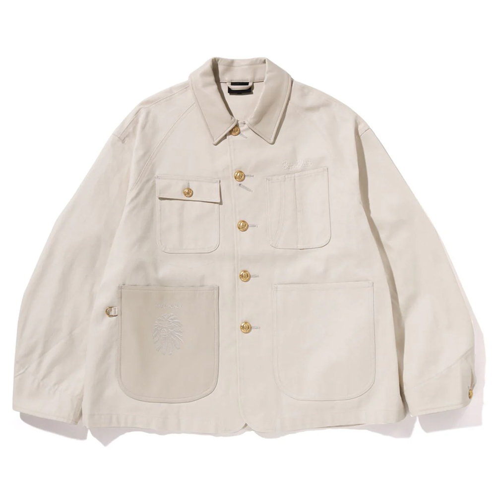 베이프 자켓 BLACK LEATHER TRIM CHORE JACKET 1L30-140-319 - 상세 이미지 3
