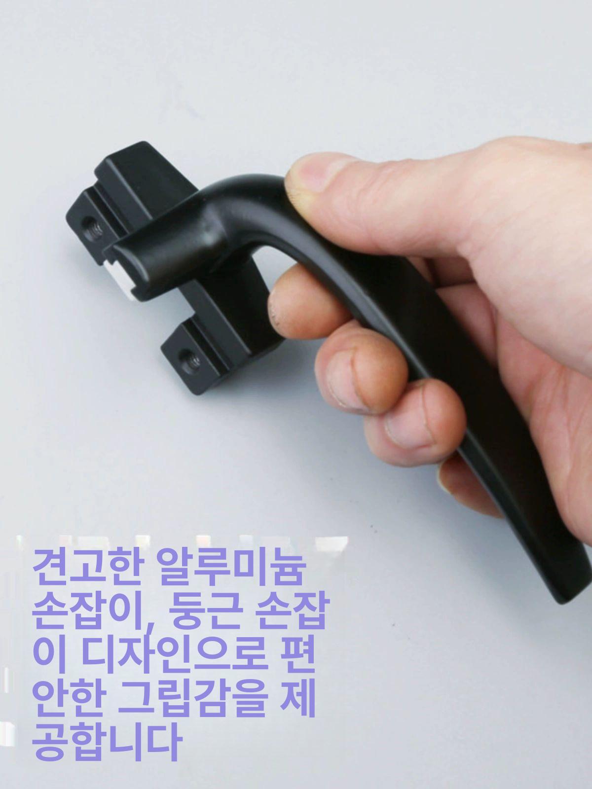 샷시 손잡이 잠금식 잠금 샤시 부속 유리창 문고리 50형-실버그레이 궁자형 왼쪽 손잡이 - 상세 이미지 3