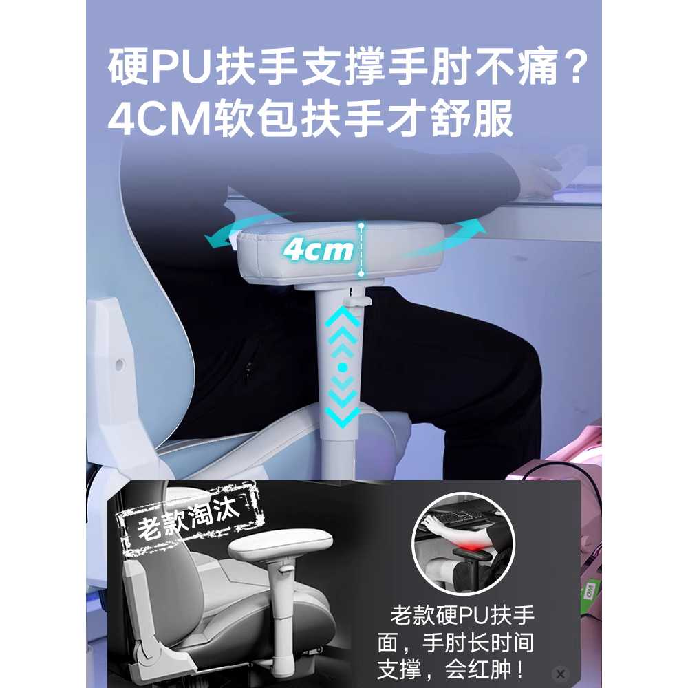 PC방의자 리클라이너 편한 메쉬 학생 허리 책상 공부 하늘색+4단 기압봉 - 상세 이미지 4