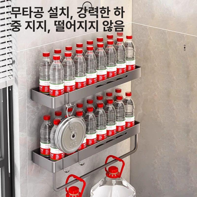 무타공 욕실 수납장 수건 수납형 상부장 방수 화장지걸이 건그레이 50cm 이중 타올봉 포함 - 상세 이미지 5