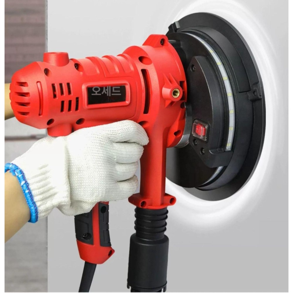 바닥 샌딩기 콘크리트 원형 기계 벽샌딩 사포 퍼티 이중조명 노출기 홍색 6장 흡입관 없음 집진백 - 상품 이미지