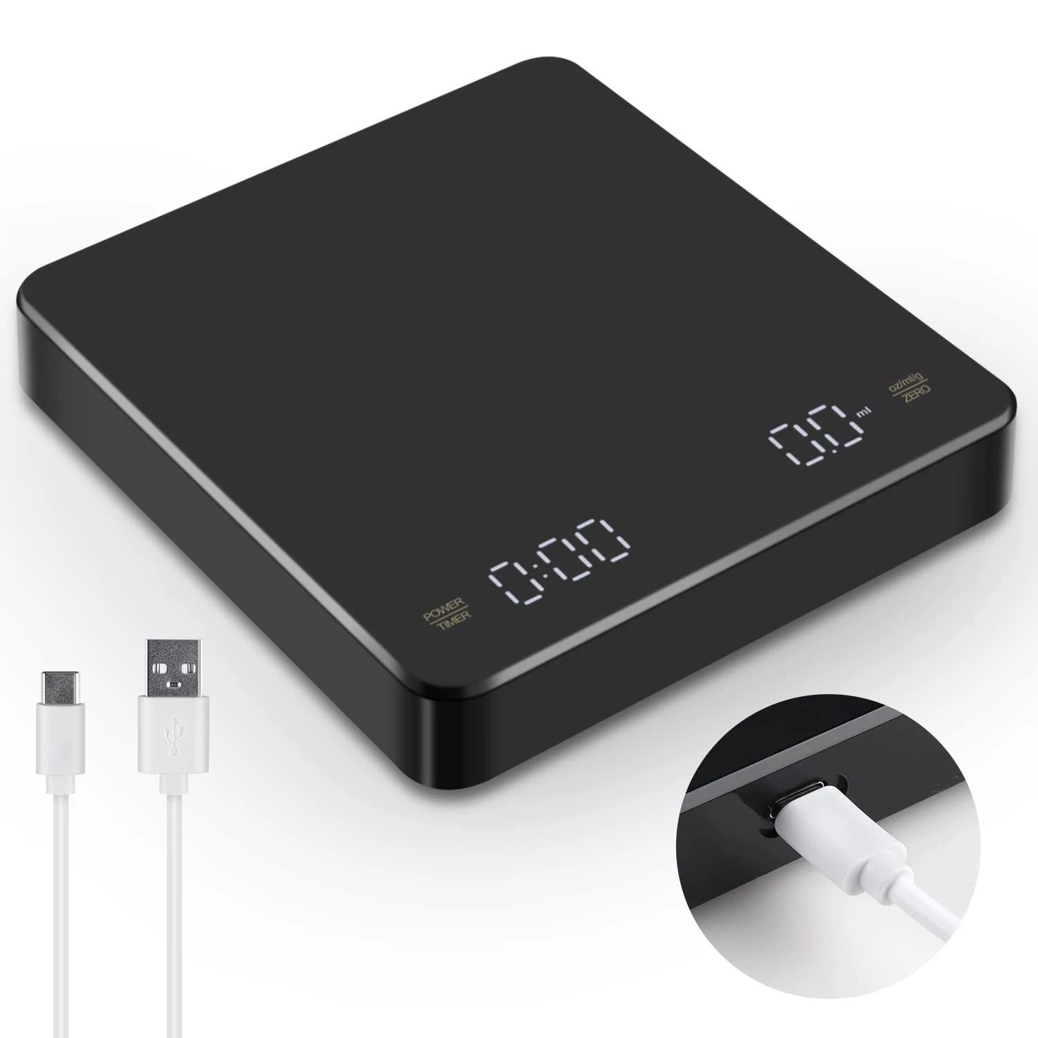 스마트 저울가정용 카페 가정용 커피저울 베이킹 자동 타이머 충전식 5000g A - 상세 이미지 4