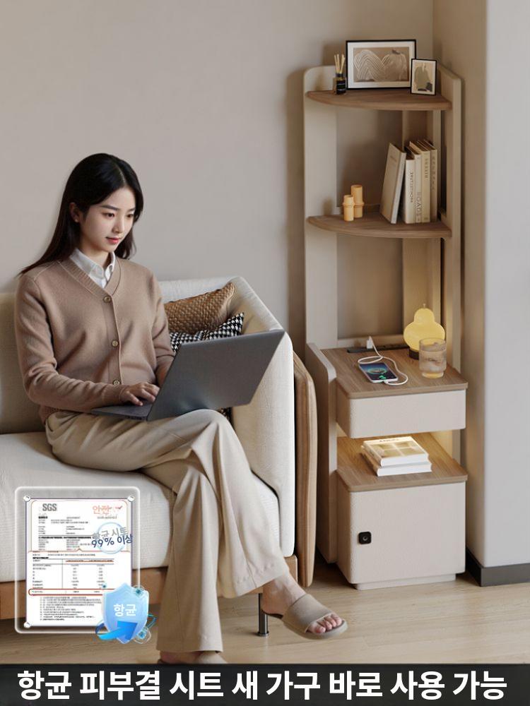 잠금장치 수납장 거실 침대옆 LED 서랍 선반 책장 그레이 25CM / 미니 - 상세 이미지 4