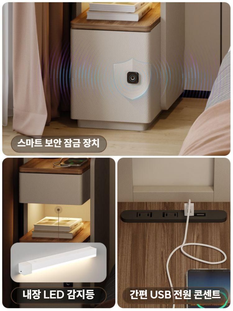 잠금장치 수납장 거실 침대옆 LED 서랍 선반 책장 그레이 25CM / 미니 - 상세 이미지 5