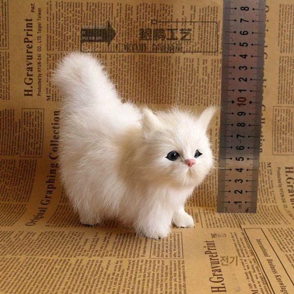 리얼 고양이 인형 테이블 조형물 애착 같은 장식품 연한 노란색 - 상세 이미지 4