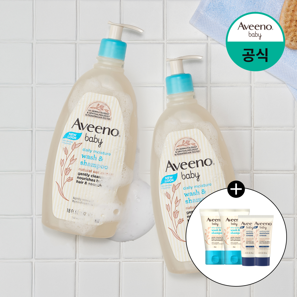 [+샘플키트] 아비노베이비 데일리 모이스춰 워시 & 샴푸 532ml, 2개