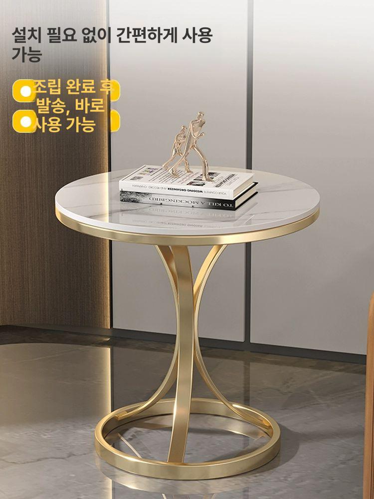 대리석 미니 티테이블 노르딕 스크럽블랙 북유럽 인테리어 높은 나노골드 60cm 설산화이트 스톤 - 상세 이미지 5