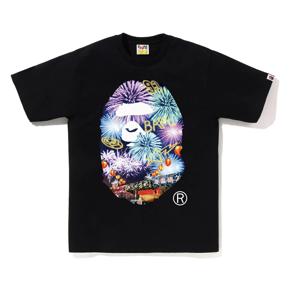 베이프 반팔티 FIREWORK APE HEAD PHOTO TEE 1L72-110-022 - 상품 이미지