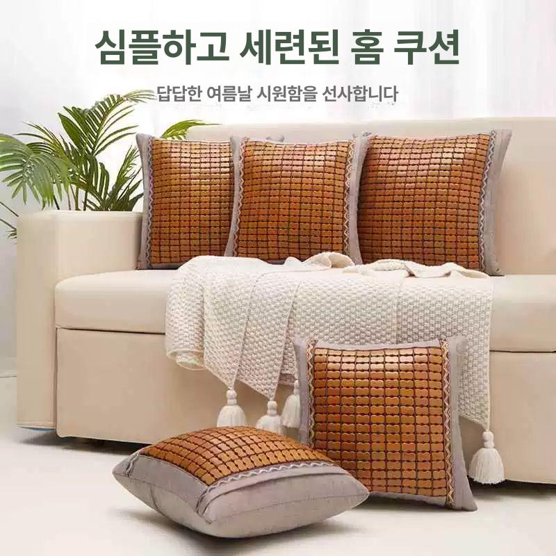 시원한 대나무 쿠션 시트 차량용 사무실 통풍 직장인 업그레이드-글로우 브라운 40x40 커버+내장재 - 상세 이미지 5
