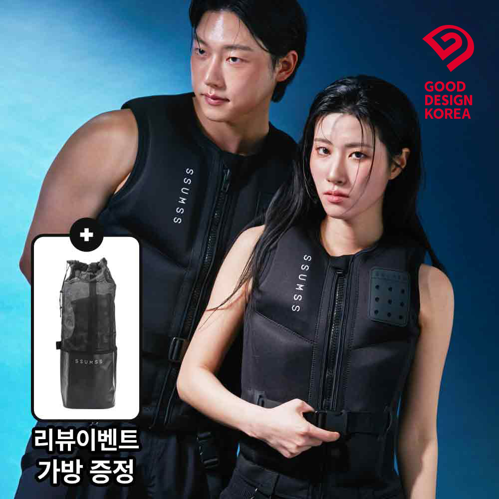 썸쓰 구명조끼 성인 남자 여자 경량 라이프자켓 슬림핏 네오프렌 BOOST 블랙, 60kg