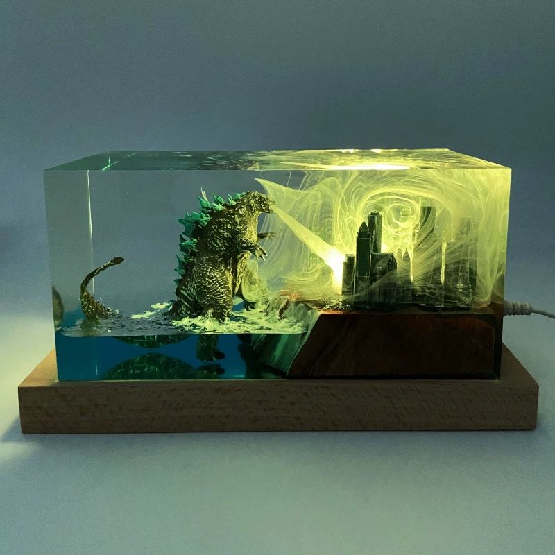 고래무드등 바다무드등 탁상 램프 집들이 충전식 드래곤볼 장식 19x9x9CM+나무받침 - 상세 이미지 3