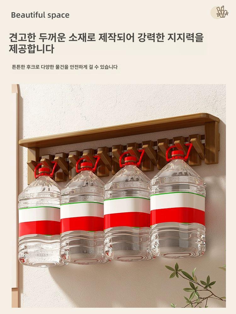 원목 벽걸이 행거 가방보관걸이 벽고정걸이 선반 월넛 12단 수입 비치우드 - 상세 이미지 4