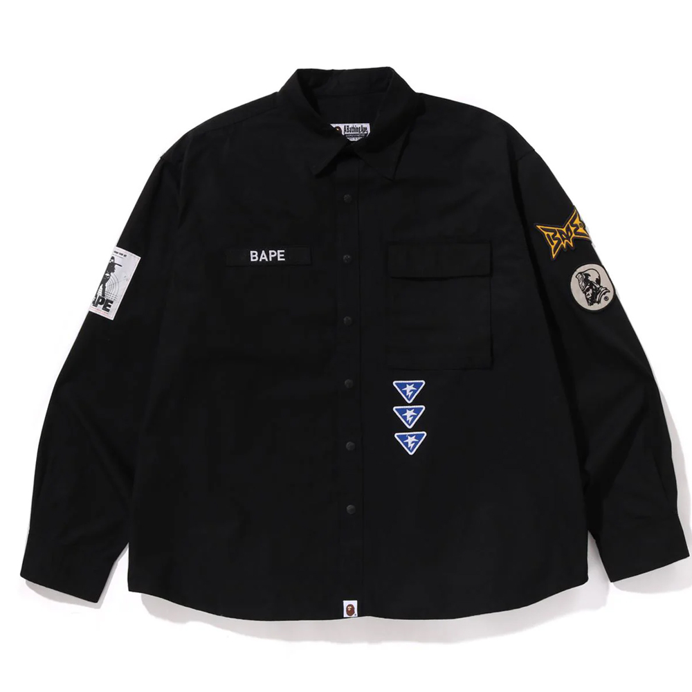 베이프 자켓 BATHING APE LOGO MILITARY LS SHIRT 1L80-131-301 - 상품 이미지