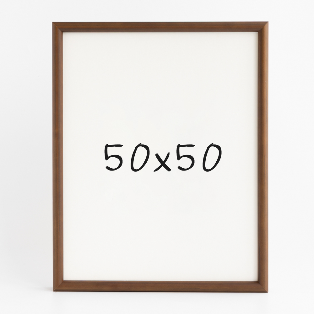 프리미엄 라운드 원목액자 웨딩액자 그림 포스터 프레임 인테리어 50x50 500x500mm, 진밤 - 메인 이미지