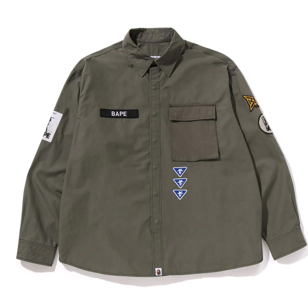 베이프 자켓 BATHING APE LOGO MILITARY LS SHIRT 1L80-131-301 - 상세 이미지 3