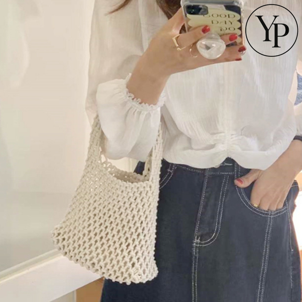 그물백 미니 손 가방 네트백 데일리 가벼운 뜨개 천