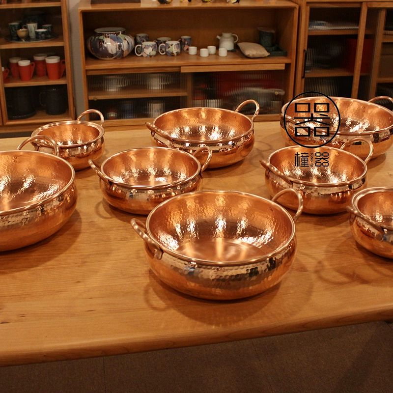 통성형 황동냄비 돈부리 구리 전골 샤브샤브 동 일식 핸드메이드 18cm 전자레인지형